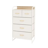 Cómoda Compacta De 5 Cajones Mu:4life 5l608 Blanco Crema De Estructura Metal Y Cajones De Tela