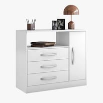 Cómoda Cajonera Skal Con 3 Cajones 1 Puerta Color Blanco