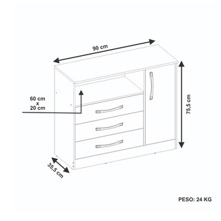 Foto 4 | Foto 4 | Cómoda Cajonera Skal Con 3 Cajones 1 Puerta