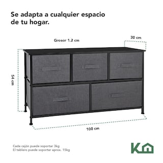 Foto 5 | Foto 5 | Comoda Cajonera De 5 Cajones Mueble Organizador Tela Madera
