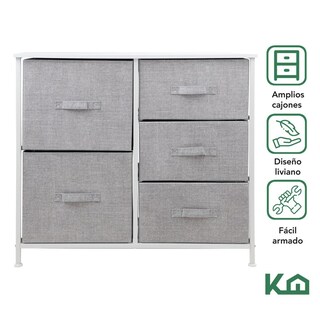 Foto 2 | Foto 2 | Comoda Cajonera 5 Cajones Mueble Organizador De Tela Madera