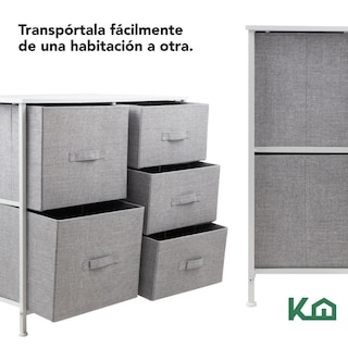 Foto 6 | Foto 6 | Comoda Cajonera 5 Cajones Mueble Organizador De Tela Madera