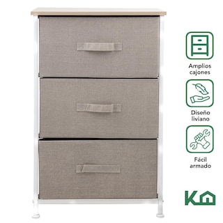 Foto 2 | Foto 2 | Comoda Cajonera De 3 Cajones Mueble Organizador Tela Madera