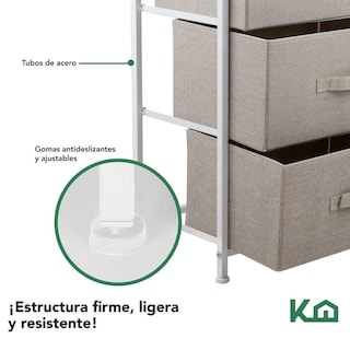 Foto 4 | Foto 4 | Comoda Cajonera De 3 Cajones Mueble Organizador Tela Madera
