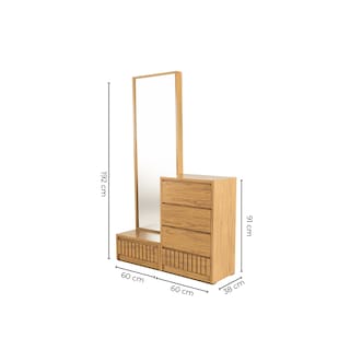 Foto 5 | Foto 5 | Tocador - Cajonera Con 4 Cajones Y Espejo De Cuerpo Completo Color Natural - Madera Industrializada