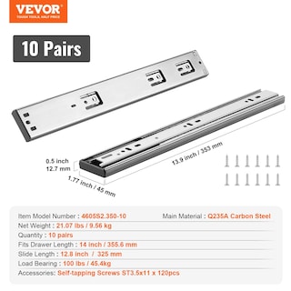 Foto 7 | Foto 7 | Diapositivas Para Cajones Vevor, Cierre Suave, 35 Cm, Muy Resistentes, 10 Pares - Venta Internacional.