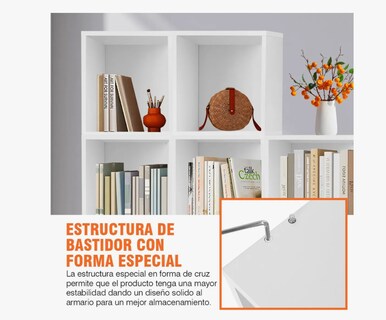 Foto 3 | Foto 3 | Librero Organizador Cubos Apilables De Madera Multifuncional Blanco