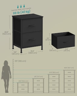 Foto 5 | Foto 5 | Cajonera Dresser Songmics Con 2 Cajones De Acero Mdf - Venta Internacional.