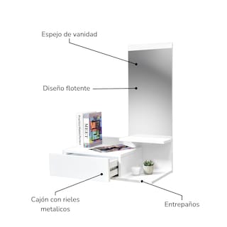 Foto 5 | Foto 5 | Recibidor Top Living  Manchester Con Espejo Y Cajón Blanco