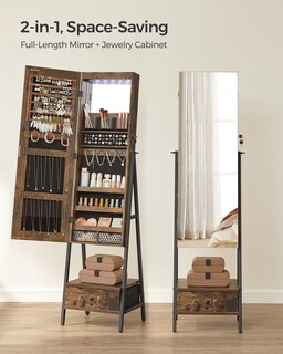 Foto 3 | Foto 3 | Armario Led Songmics Para Joyas Con Espejo, Color Marrón Rústico - Venta Internacional.