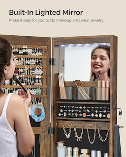 Foto 5 | Foto 5 | Armario Led Songmics Para Joyas Con Espejo, Color Marrón Rústico - Venta Internacional.