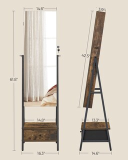 Foto 7 | Foto 7 | Armario Led Songmics Para Joyas Con Espejo, Color Marrón Rústico - Venta Internacional.