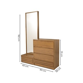 Foto 7 | Foto 7 | Tocador - Cajonera Con 4 Cajones Y Espejo De Cuerpo Completo Color Natural - Madera Industrializada