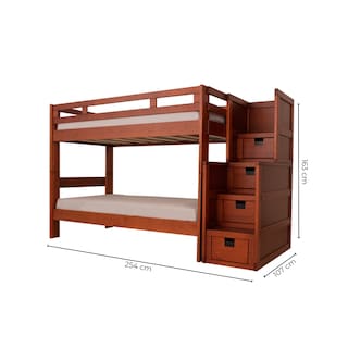 Foto 4 | Foto 4 | Litera Para 2 Camas Individuales Con Escalera Con 4 Cajones Color Nogal - Madera Natural