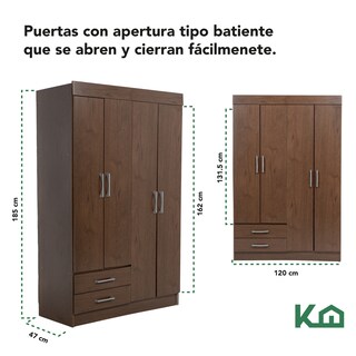 Foto 4 | Foto 4 | Ropero KingsHouse Placard New Roma color Marrón Mueble Moderno con 4 Puertas y 2 Cajones