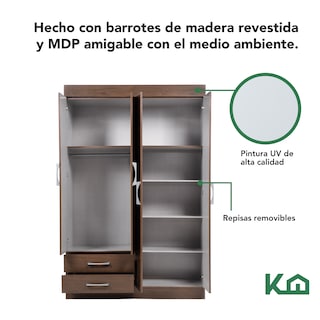 Foto 5 | Foto 5 | Ropero KingsHouse Placard New Roma color Marrón Mueble Moderno con 4 Puertas y 2 Cajones
