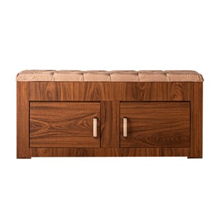 Foto 1 | Foto 1 | Baúl - Pie De Cama Con 2 Compartimentos Y Banca Tapizada Color Nogal - Madera Industrializada Y Tapizado