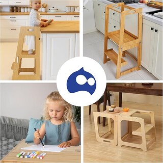 Foto 4 | Foto 4 | Torre De Aprendizaje Montessori 3 En 1 Escalón Infantil De Madera Bluelander