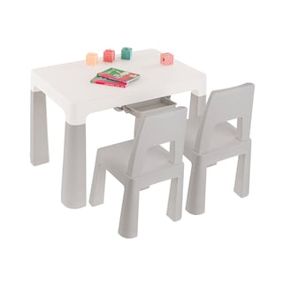 Foto 3 | Foto 3 | Comedor Infantil Perrier De Plástico Mesa Con Sillas Ergonómicas Modernas - Gris Blanco
