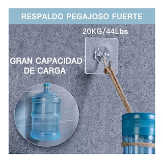 Foto 2 | Foto 2 | Ganchos Adhesivos Belug color Transparente Impermeables Perforaciones 30 Piezas