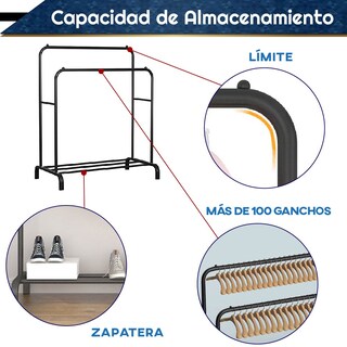 Foto 3 | Foto 3 | Perchero Organizador Chic Fantasy JH-608B color Negro de Piso Rack Ropa Colgador Closet de Acero