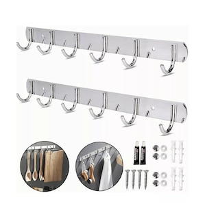 Foto 2 | Foto 2 | Percheros Acero Inox 6 Ganchos Pared Gancho 2pcs