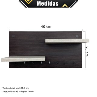 Foto 5 | Foto 5 | Perchero Organizador Poliespacios Plla1-24 Marrón Porta Llaves de Pared Melamina Ganchos