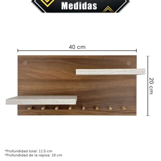 Foto 7 | Foto 7 | Perchero Organizador Poliespacios Pll1-28 Nogal Porta Llaves de Pared Melamina Moderno