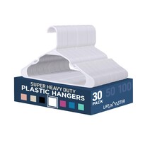 Set De Perchas Para Ropa Lifemaster De Plástico, 30 Piezas, Color Blanco - Venta Internacional.