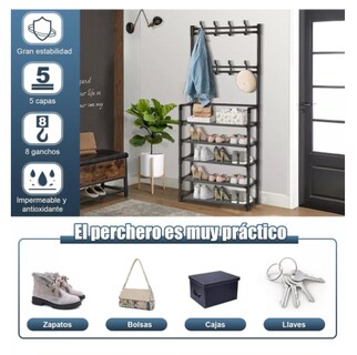Foto 4 | Foto 4 | Perchero Organizador Metalico con Zapatero 5 Niveles