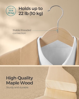 Foto 3 | Foto 3 | Perchas De Madera Songmics, 24 Unidades, Antideslizantes, Color Beige Natural - Venta Internacional.
