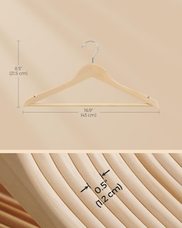 Foto 6 | Foto 6 | Perchas De Madera Songmics, 24 Unidades, Antideslizantes, Color Beige Natural - Venta Internacional.