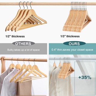 Foto 2 | Foto 2 | Perchas De Madera, Perchas De Calidad, Premium, Delgadas, 30 Unidades, Naturales - Venta Internacional.