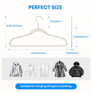 Foto 2 | Foto 2 | Perchas De Terciopelo Simple Deluxe, 50 Unidades, Color Blanco - Venta Internacional.