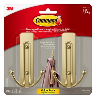 Foto 2 | Foto 2 | Wall Hooks Command, Tamaño Grande, De Latón Satinado, 2 Ganchos Dobles, 4 Libras - Venta Internacional.