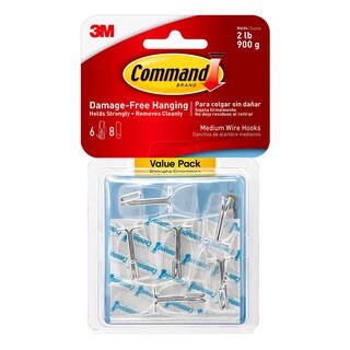 Foto 1 | Foto 1 | Wall Hooks Command, De Alambre Transparente, Tamaño Mediano, 6 Ganchos, 2 Libras - Venta Internacional.