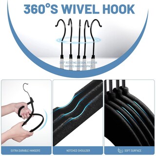 Foto 5 | Foto 5 | Colgador De Fieltro Antideslizante Velvet Hangers House Day Color Negro Paquete De 60 - Venta Internacional.