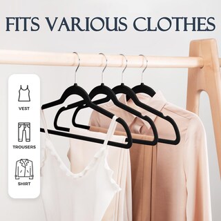 Foto 3 | Foto 3 | Velvet Hangers House Day 60 Unidades Ropa Antideslizante Color Negro - Venta Internacional.
