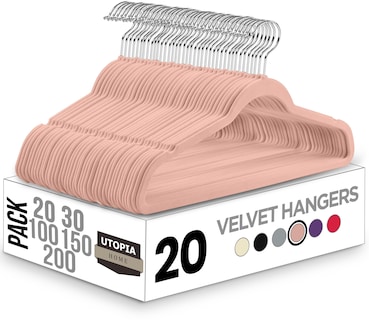 Foto 1 | Foto 1 | Velvet Hangers Utopia Home 20 Unidades Gancho Antideslizante De 360° Color Rosa - Venta Internacional.