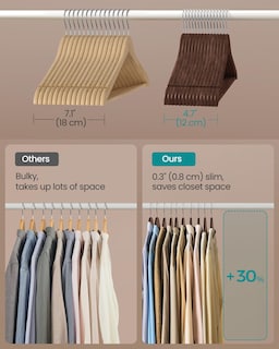Foto 4 | Foto 4 | Perchas De Madera Songmics Para Abrigos Y Pantalones  Barra  30 Unidades  Color Marrón Nogal - Venta Internacional.