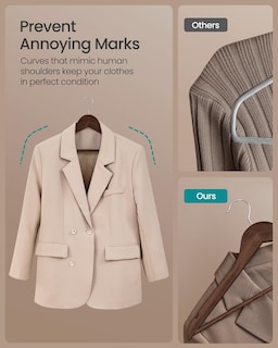 Foto 5 | Foto 5 | Perchas De Madera Songmics Para Abrigos Y Pantalones  Barra  30 Unidades  Color Marrón Nogal - Venta Internacional.