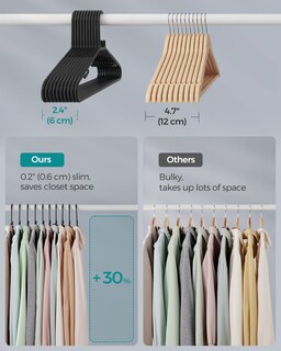 Foto 3 | Foto 3 | Paquete De 50 Perchas De Plástico Songmics Que Ahorran Espacio Negras Ucrp009b50 - Venta Internacional.