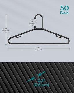 Foto 6 | Foto 6 | Paquete De 50 Perchas De Plástico Songmics Que Ahorran Espacio Negras Ucrp009b50 - Venta Internacional.