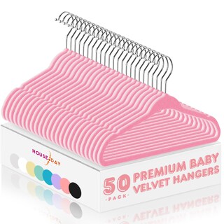 Foto 1 | Foto 1 | Perchas Para Bebés House Day De Terciopelo  28 Cm  50 Unidades  Color Rosa - Venta Internacional.