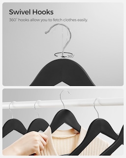 Foto 4 | Foto 4 | Juego De 20 Perchas De Madera Songmics Con Revestimiento De Goma Color Negro - Venta Internacional.
