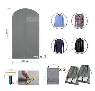 Foto 2 | Foto 2 | Set Kit 3 Porta-traje Funda + 2 Porta-zapatos +1 Quita Pelusas, Belug Gris