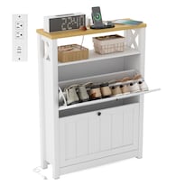 Organizadores De Zapatos Furniturer Farm Blanco 80 X 25 X 110.5 Cm