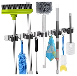 Foto 1 | Foto 1 | Organizador Xtellar De Acero Inoxidable 2pcs Porta Escobas Y Fregonas Con 5 Estantes Y 4 Ganchos