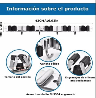 Foto 2 | Foto 2 | Organizador Xtellar De Acero Inoxidable 2pcs Porta Escobas Y Fregonas Con 5 Estantes Y 4 Ganchos