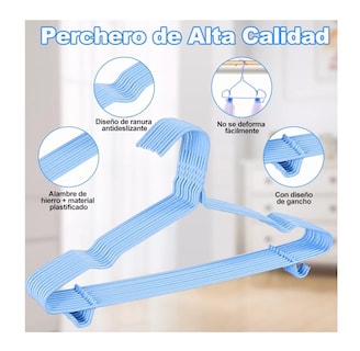 Foto 3 | Foto 3 | Ganchos para Ropa Antiderrapantes se Acero Inoxidable Azul 20 piezas